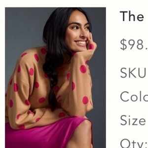 Anthropologie pink polka dot sweater